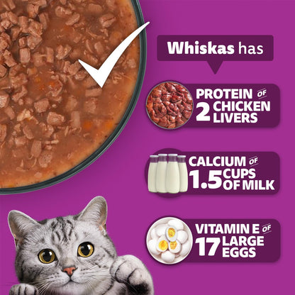 Whiskas Adult (1+ year) Wet Cat Food, Ocean Fish Flavor, 80g | Complete & Balanced Food for Adult Cats