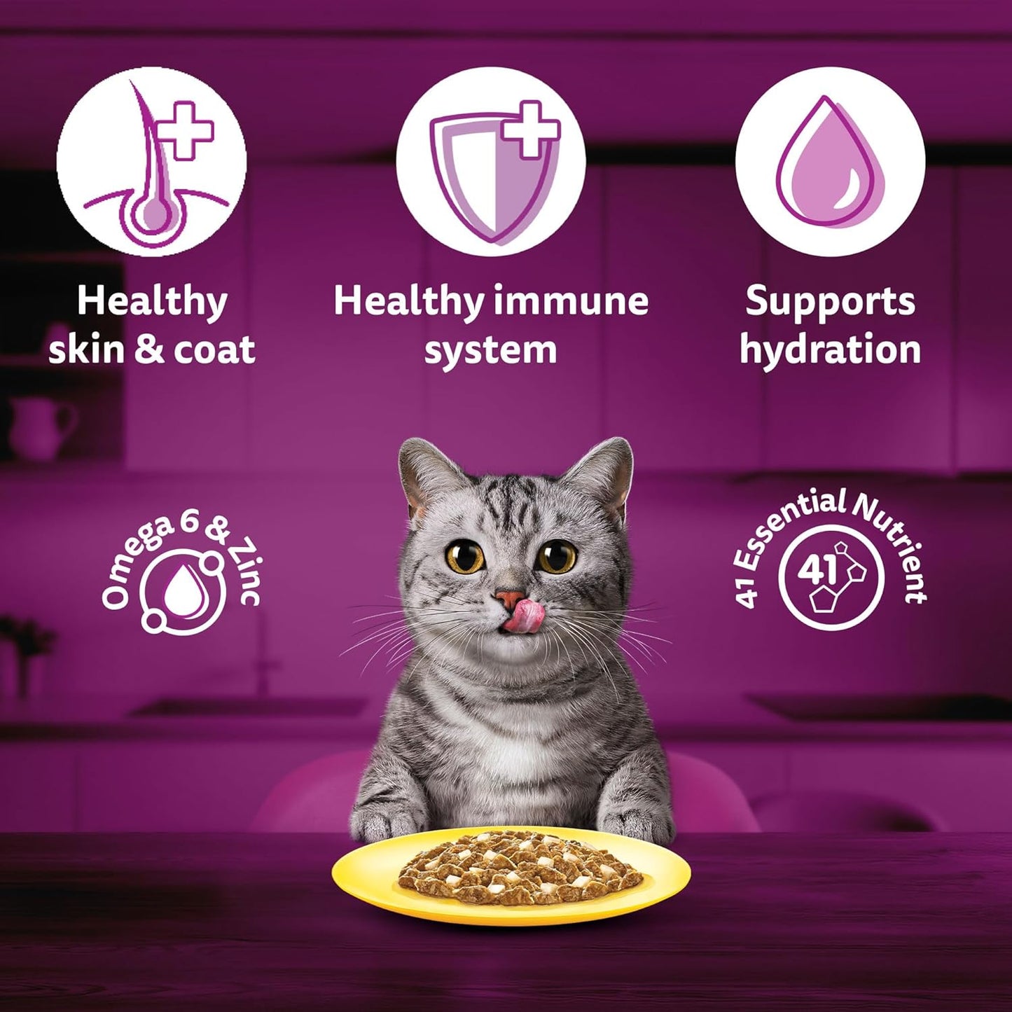 Whiskas Adult (1+ year) Wet Cat Food, Ocean Fish Flavor, 80g | Complete & Balanced Food for Adult Cats