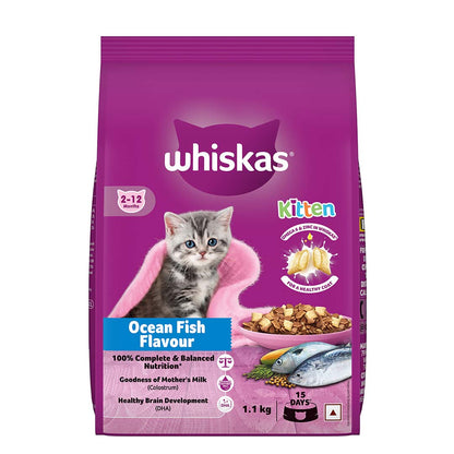 Whiskas Kitten (2-12 months) Dry Cat Food Food, Ocean Fish, 1.1kg Pack