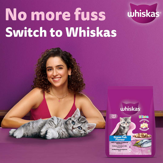 Whiskas Kitten (2-12 months) Dry Cat Food Food, Ocean Fish, 1.1kg Pack