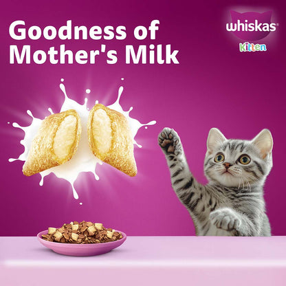 Whiskas Kitten (2-12 months) Dry Cat Food, Ocean Fish Flavour with Milk, 3kg Pack