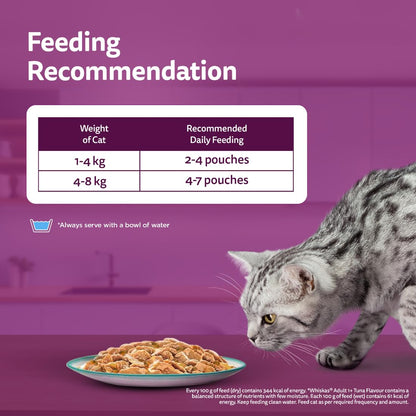 Whiskas Tasty Mix Adult (1+ year) Wet Cat Food, Chicken With Salmon Wakame Seaweed in Gravy, 70g | Made With Real Fish | Complete & Balanced Nutrition for Adult Cat