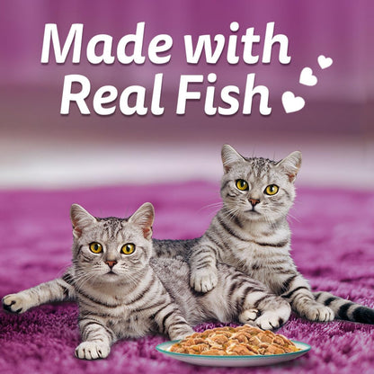 Whiskas Tasty Mix Adult (1+ year) Wet Cat Food, Chicken With Salmon Wakame Seaweed in Gravy, 70g | Made With Real Fish | Complete & Balanced Nutrition for Adult Cat