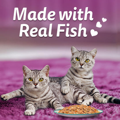 Whiskas Tasty Mix Adult (1+ year) Wet Cat Food, Seafood Cocktail Wakame Seaweed in Gravy, 70 g|Made With Real Fish|Complete & Balanced Nutrition for Adult cat