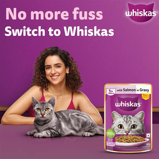 Whiskas Wet Cat Food for Adult Cats (1+Years), Chicken in Gravy Flavour,  80g