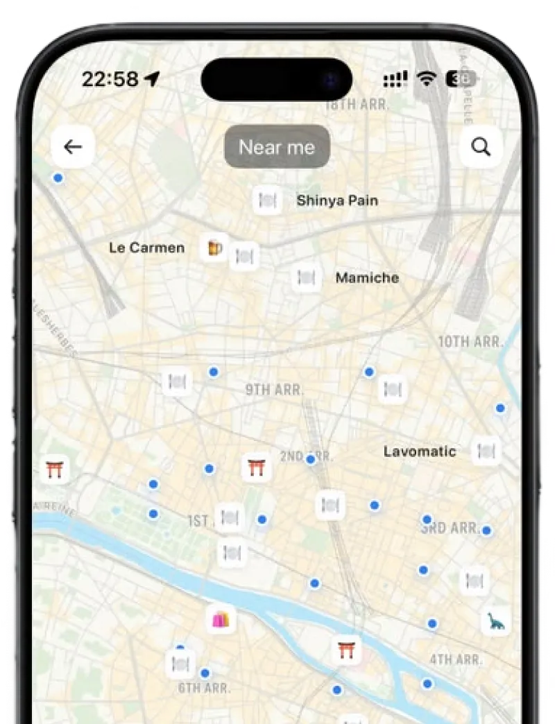 WAGR app showing nearby cat services on a map